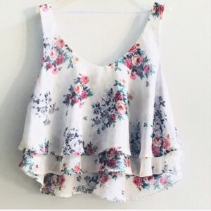 IRIS Floral babydoll Cropped  Tank